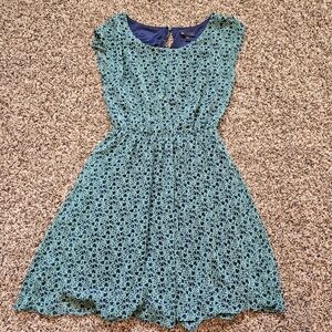 GAP Teal and Navy Patterned Dress Small